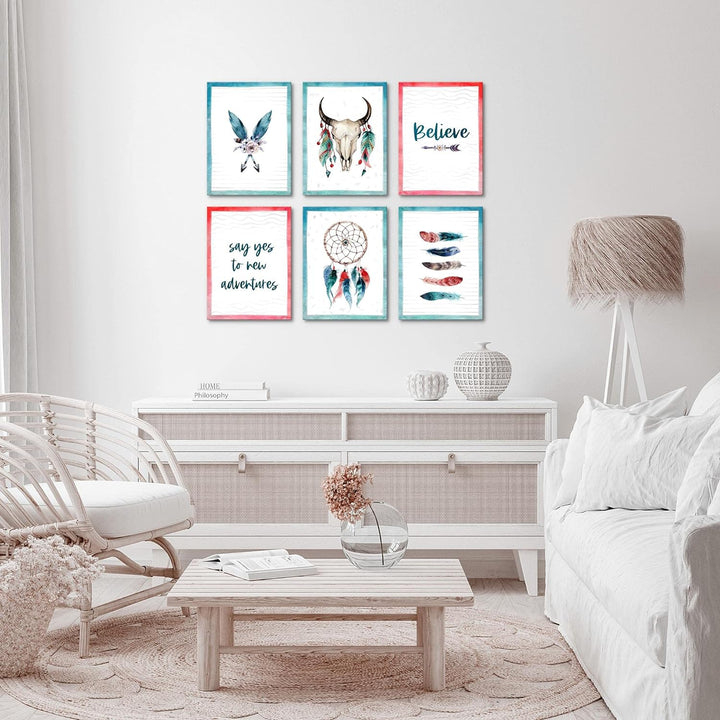Novart Set Wandbilder - KEIN EXTRA RAMEN BENÖTIGT - Wohnzimmer Schlafzimmer - Bilder Modern Traumfän
