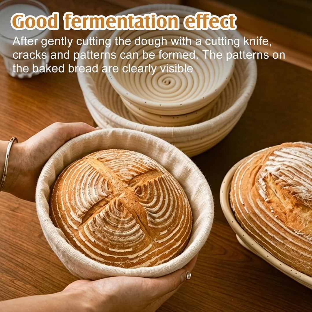 Gärkörbchen oval 2er-Set, Ø23cm Brotgärkörbe mit Leineneinsatz, Gärkörbchen Set, Gärkorb Oval, Garko