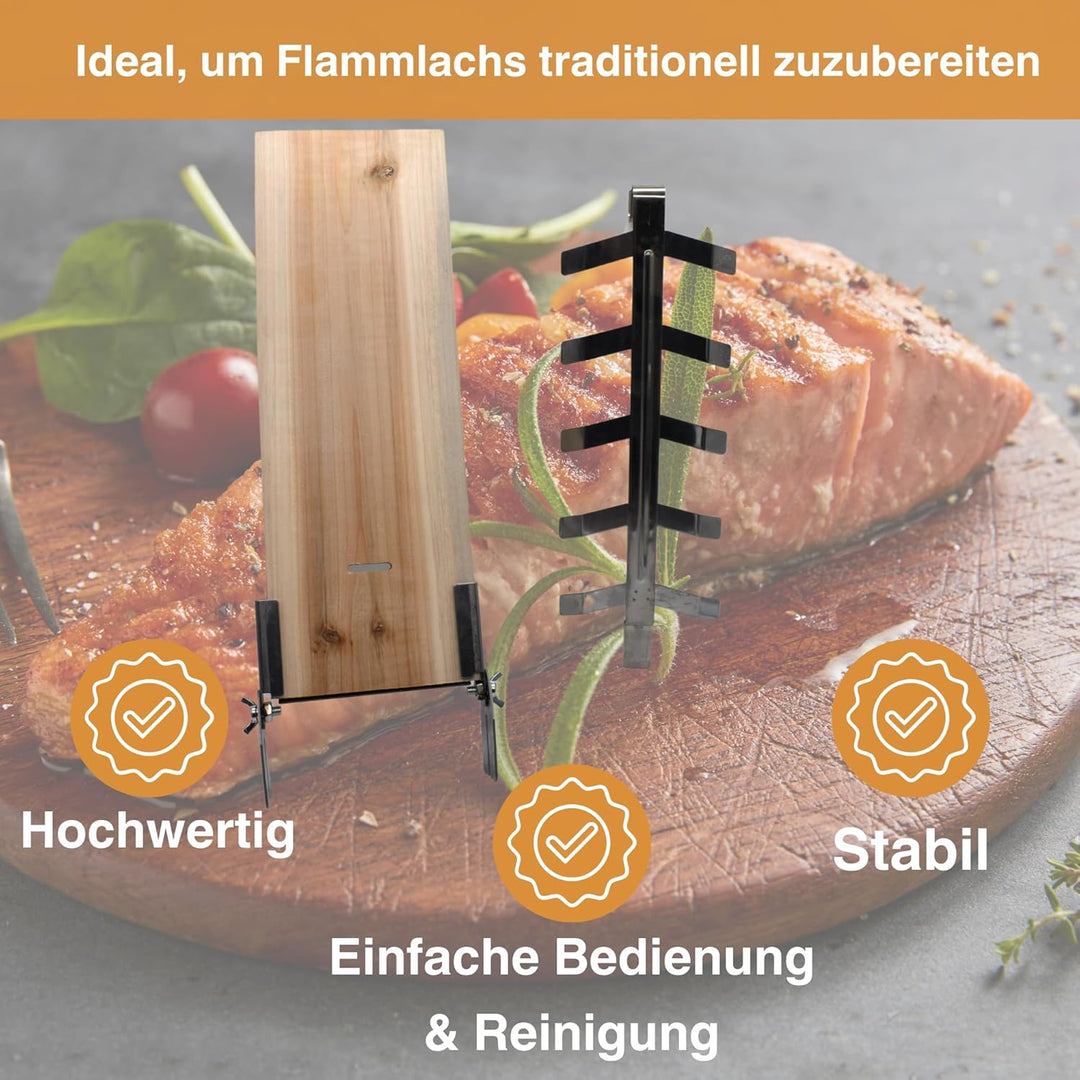 Flammlachsbretter 2er Set Räucherbretter für Lachsfilet Flammlachsbrett für Feuerschale aus Cedernho