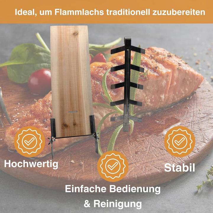 Flammlachsbretter 2er Set Räucherbretter für Lachsfilet Flammlachsbrett für Feuerschale aus Cedernho