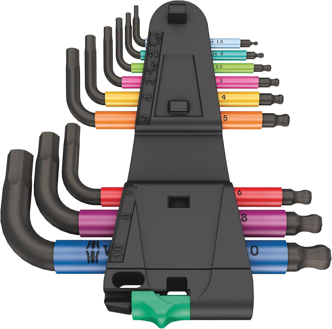 Wera 05133164001 950/9 Hex-Plus Multicolour 2 Winkelschlüsselsatz, metrisch, BlackLaser, 9-teilig Si