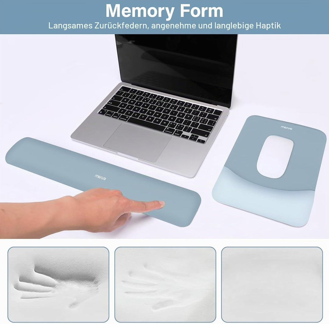 MOSISO Handgelenkstütze für Mauspad&Tastatur Set, Rechteckig Ergonomisch Mauspad Rutschfest Basis Ho