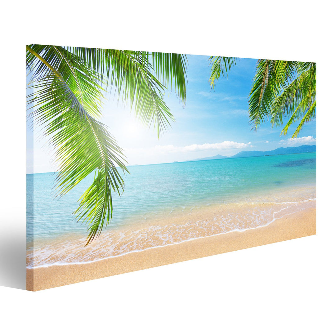 islandburner Bild auf Leinwand Palmen Und Tropischer Strand Urlaubsfeeling Bilder Wandbilder Poster