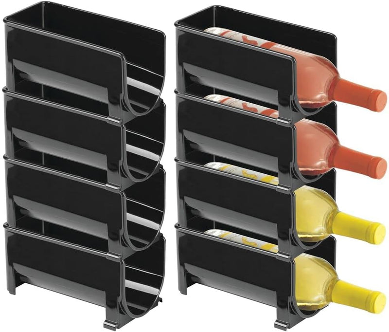 mDesign 8er-Set modernes Weinflaschenregal – stapelbares Flaschenregal für Wasserflaschen und Trinkf