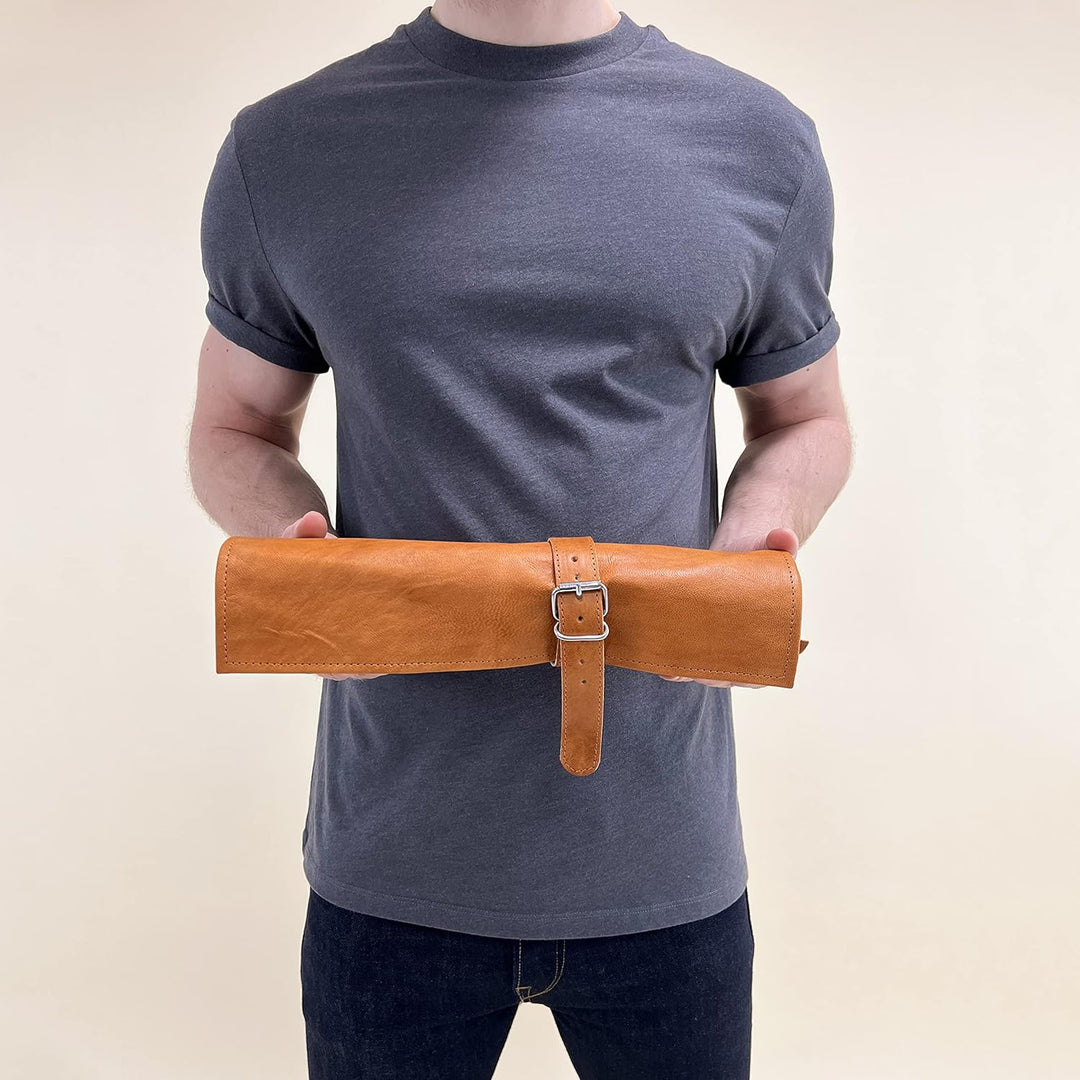 Gusti Werkzeugtasche Leder - Jace Damen und Herren Rolltasche Vintage Braun Leder