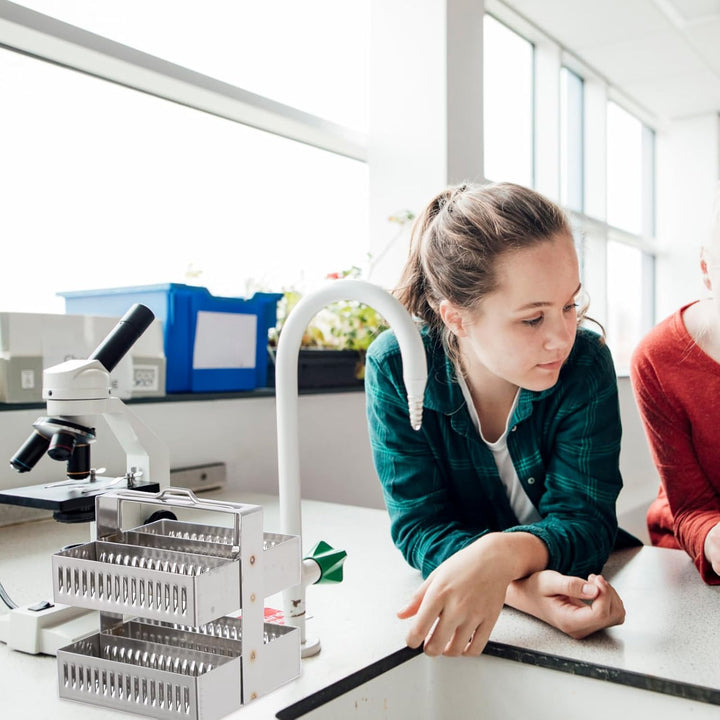 Edelstahl Färbegestell Für Mikroskop Objektträger 30 Positionen Tragbares Und Stabiles Glaschieber H