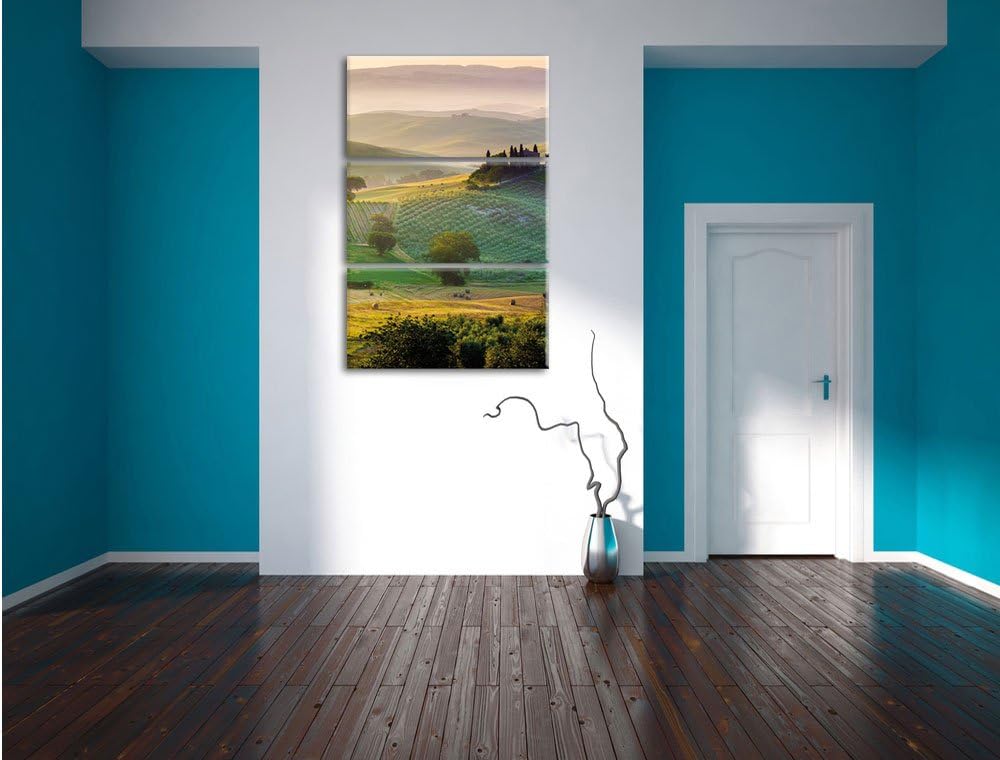 Pixxprint Toskana Landschaft als Leinwandbild - Grösse: 3-Teilig (120x80cm) - Wandbild - Kunstdruck