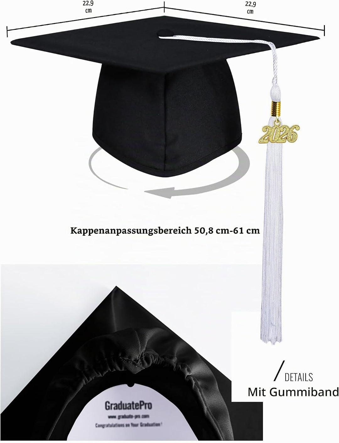GraduatePro Doktorhut 2026 Abschluss Hut Bachelor Master Abitur Uni Akademiker Schuluniformen Studen