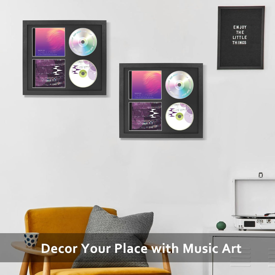 FramePro Doppel-CD Musikrahmen Schaukasten Display 36x32,5 cm Disc und CD Box Echtglas mit Eva Schau