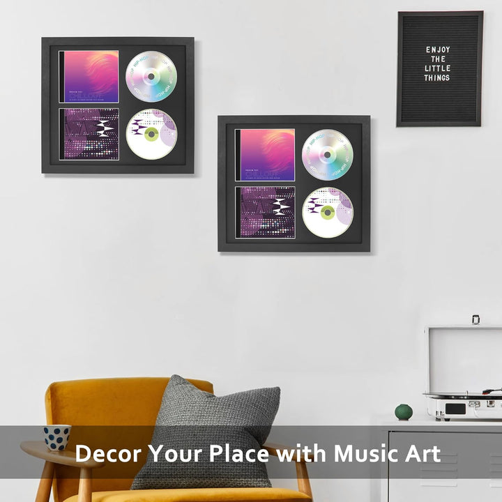 FramePro Doppel-CD Musikrahmen Schaukasten Display 36x32,5 cm Disc und CD Box Echtglas mit Eva Schau