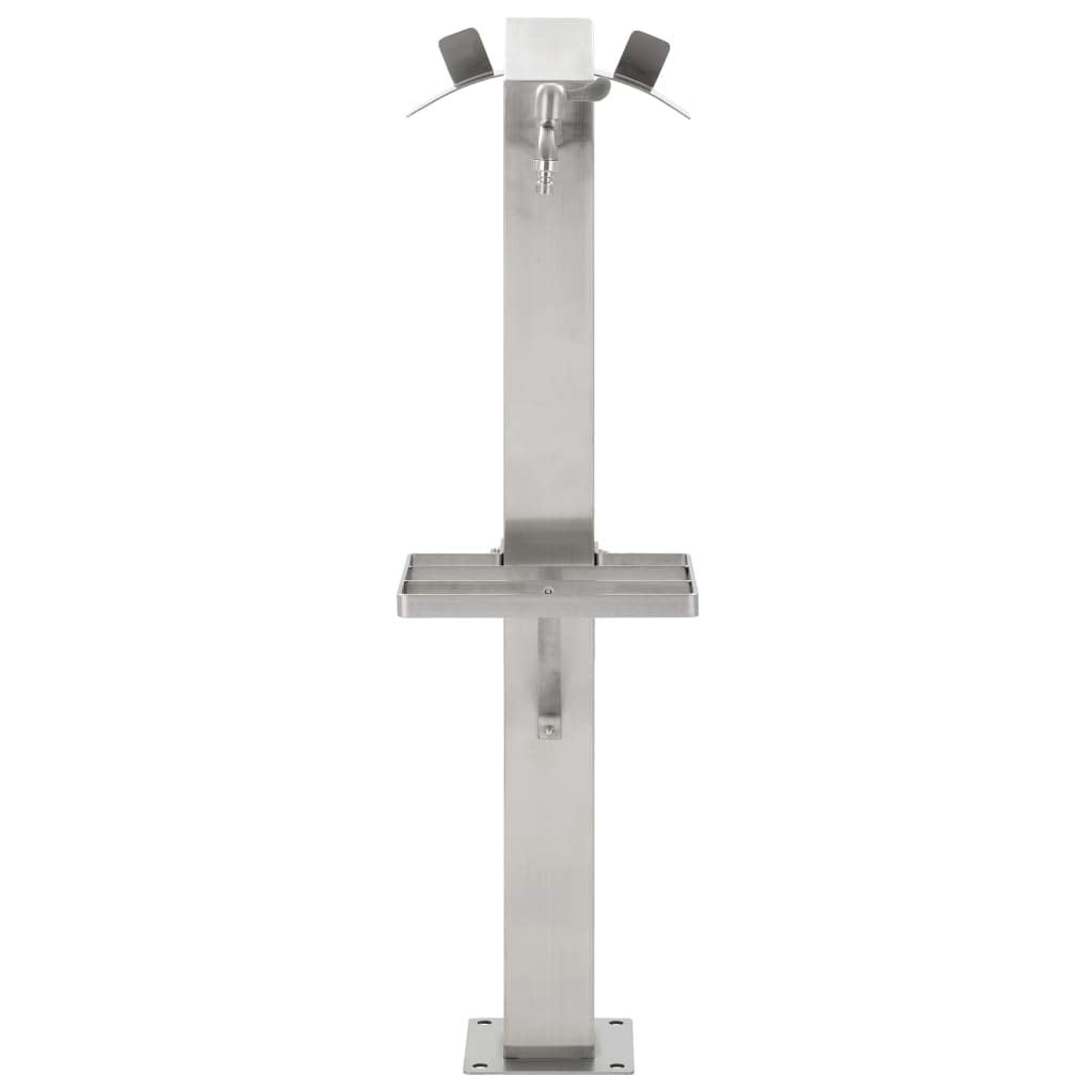Edelstahl Wassersäule Quadratisch 95 cm | Mit Wasserhahn, Freistehend, Inklusive Teflonrollen, Monta