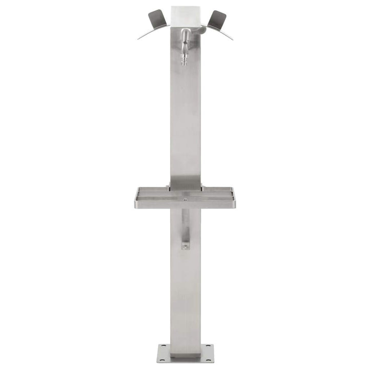 Edelstahl Wassersäule Quadratisch 95 cm | Mit Wasserhahn, Freistehend, Inklusive Teflonrollen, Monta