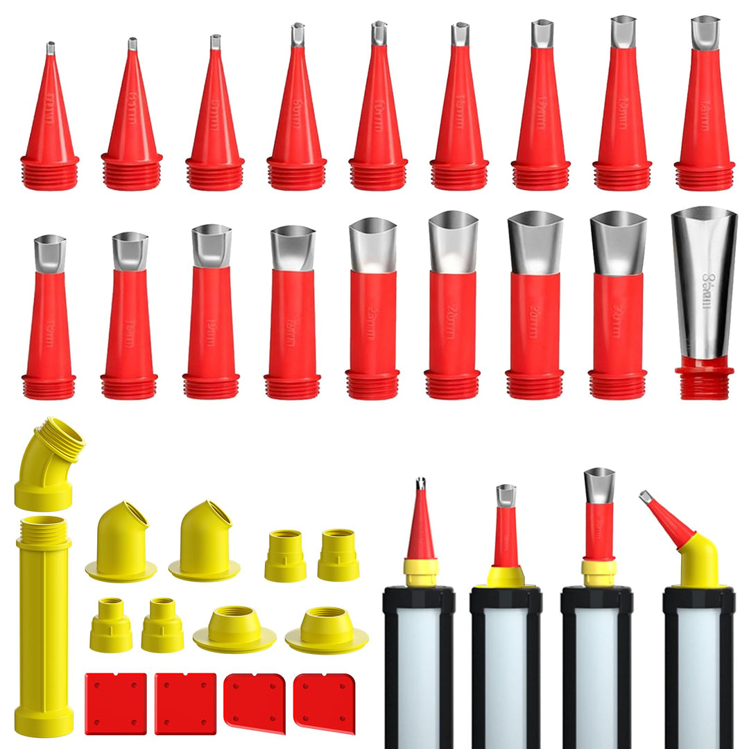 32 Stück Edelstahl Dichtungsdüse, Universal Integrierte Gummidüse Werkzeug Kit,Silikon Spitzen Kartu