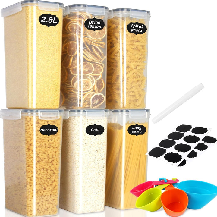 Cinnani 2.8L Vorratsdosen Set, Satz mit 6 Vorratsdosen mit Deckel Luftdicht, Müsli Schüttdose & Fris