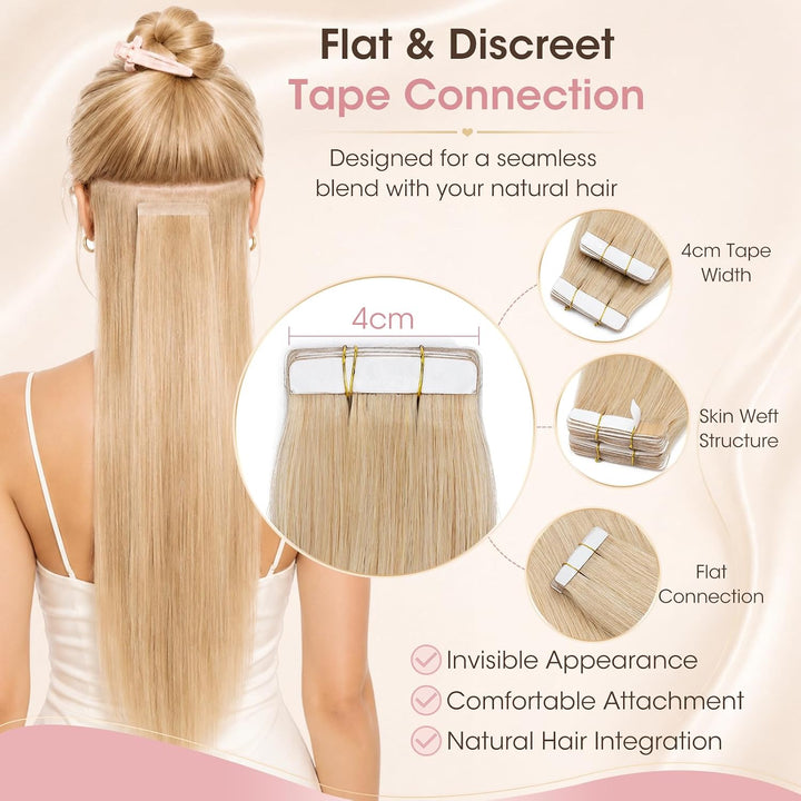 Silk-co Tape in Extensions Echthaar 20stk, Tape Extensions Echthaar, Remy Haarextensions Tape in Haa