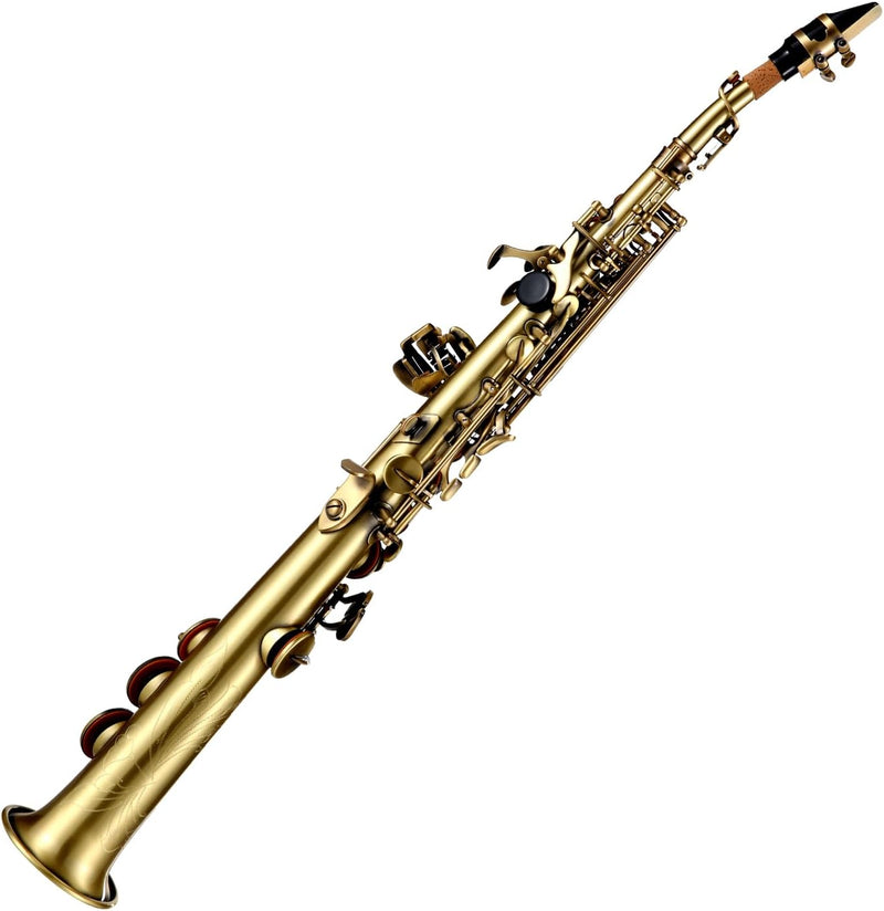 Btuty Sopran-Saxophon Bb Gerade Messing Professional Vernickelt Saxophon Holzblasinstrument Schnitzm