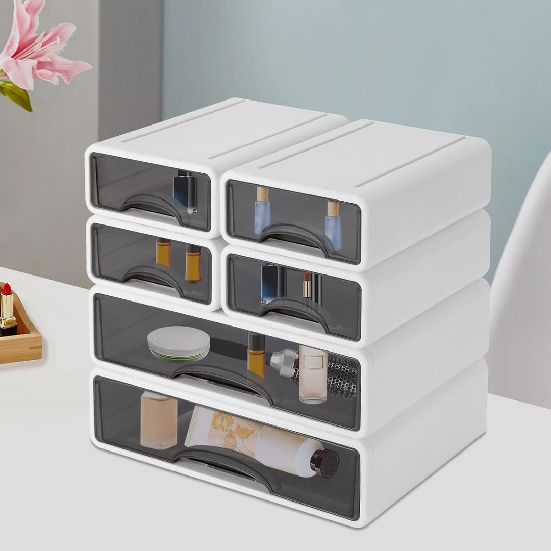 Schreibtisch-Organizer, Schreibtisch-Kleinteile-Aufbewahrung, 2 grosse + 4 kleine stapelbar Desktop