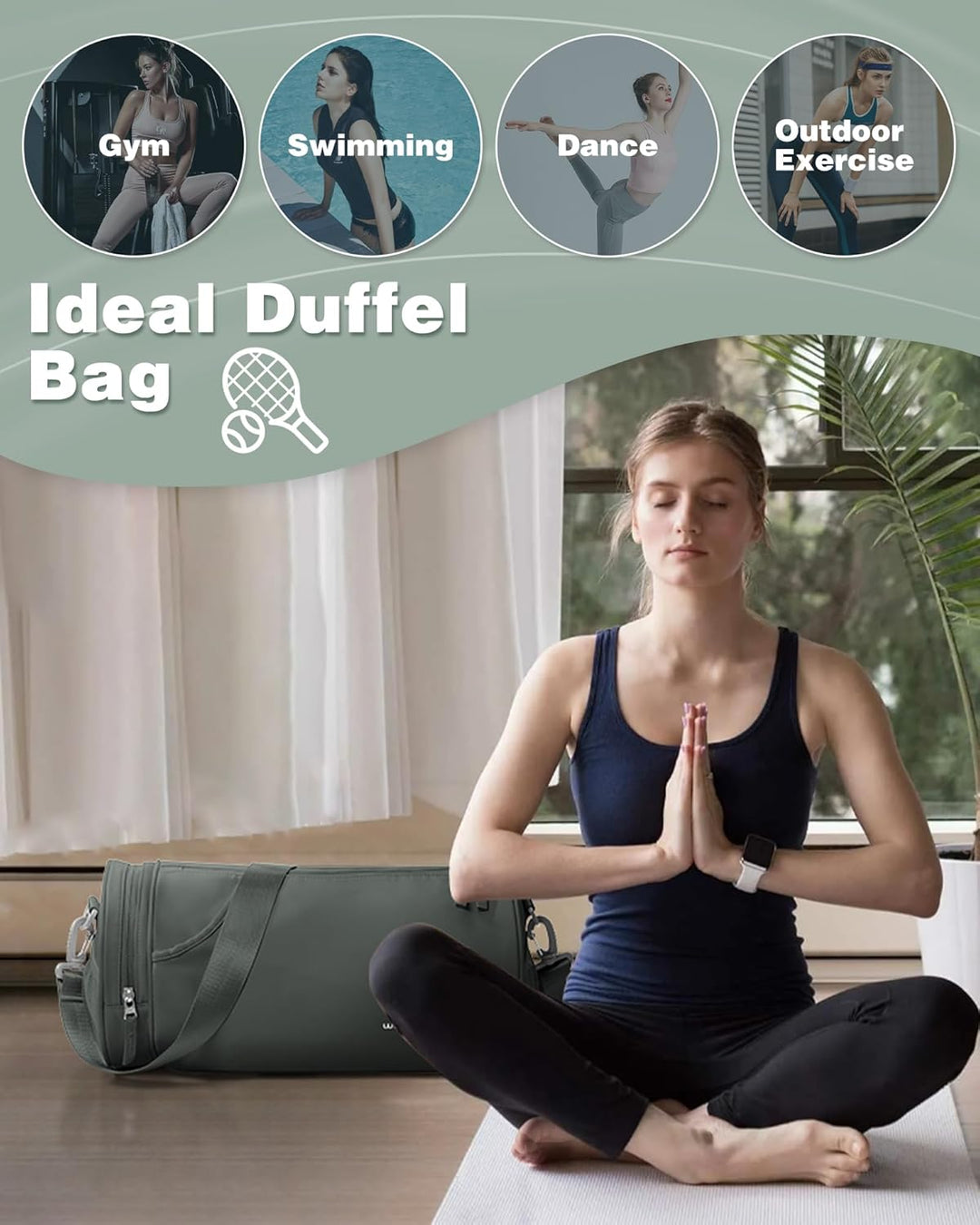 SZSYCN Sporttasche Damen Klein, Sport Duffel Bag mit nassfach & schuhfach, Leichte wasserdichte Trai