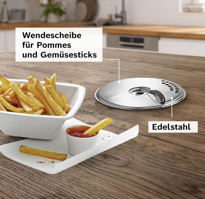Pommes-Scheibe für cookit kompatibel mit Bosch MUZ9PS1 17000938 Wendescheibe für Durchlaufschnitzler