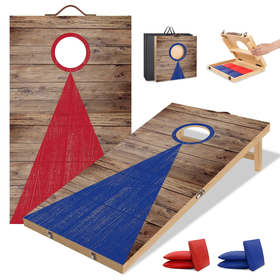 NZQXJXZ Cornhole Spiel Outdoor, 60 x 40 cm Faltbare Premium Corn Hole Boards aus Massivholz mit 6 Co