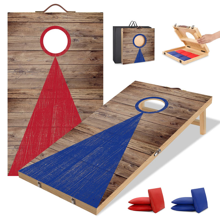 NZQXJXZ Cornhole Spiel Outdoor, 60 x 40 cm Faltbare Premium Corn Hole Boards aus Massivholz mit 6 Co