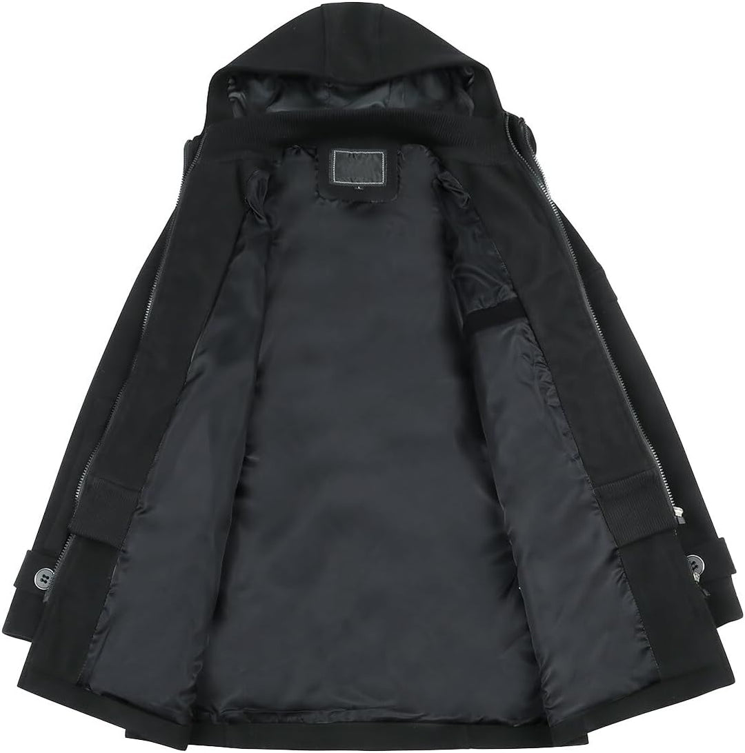 YOUTHUP Mantel Herren Wollmantel mit Kapuze Regular Fit Wolle Wintermantel Mittelange Winter Herrenm