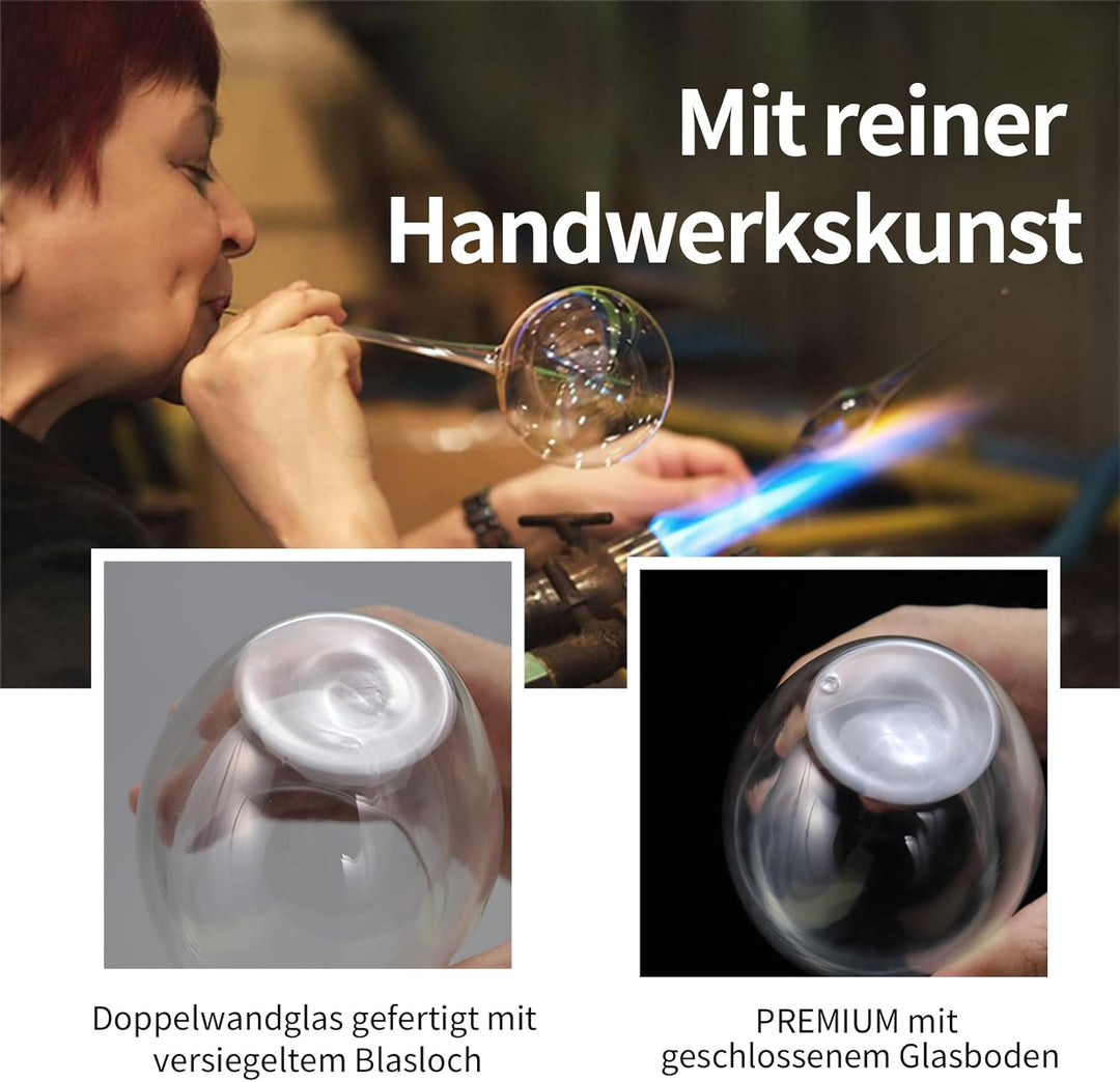 Espressotassen Glas 80 ml 6er Set – Doppelwandige Espressogläser aus Borosilikatglas, Isolierend & H