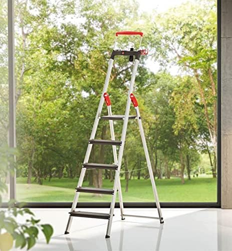 Hailo Stehleiter TopLine, 5 XXL-Sicherheits-Stufen bis 150kg, Aluminium Leiter mit ausziehbarem Halt