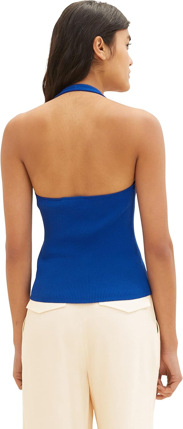TOM TAILOR Denim Damen Basic Neckholder Top, L 14531 - Shiny Royal