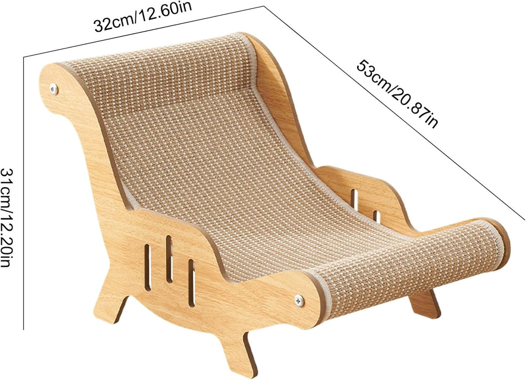 Katzenstuhl, Bett, Holz, Haustier-Sisal-Kratzer, 53 x 31 x 32 cm, Liegestuhl, erhöhter Haustierstuhl