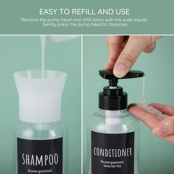 Segbeauty Seifenspender, 3 Stück 300 ml Shampoo Flaschen zum Befüllen, Soap Dispenser mit 2 Seifensp