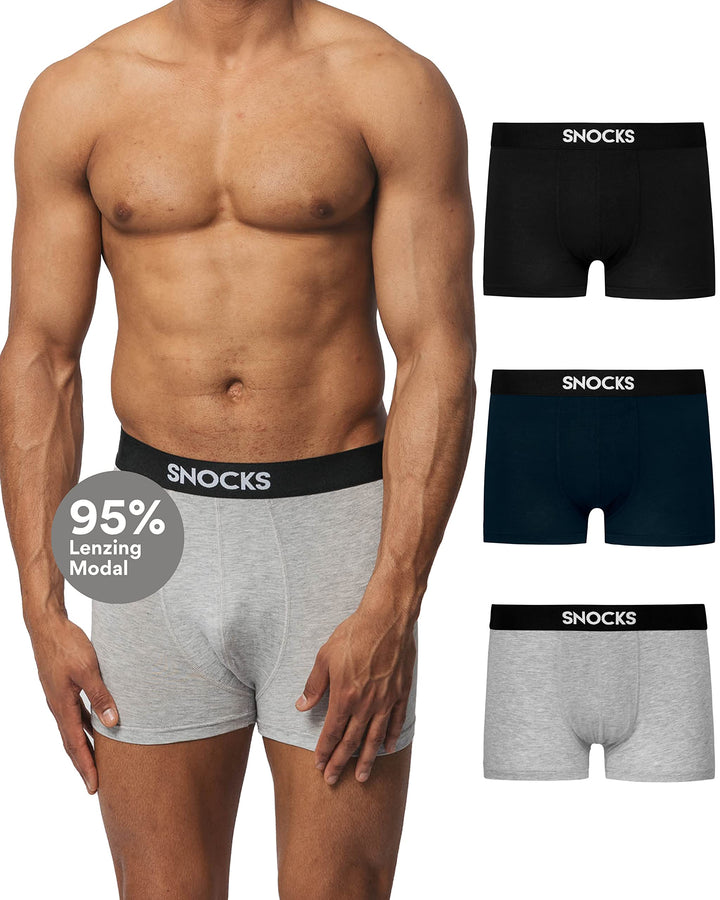 Snocks Premium Boxershorts Herren aus weichem Lenzing Modal (3er Pack) - Ultraleichte und Atmungsakt