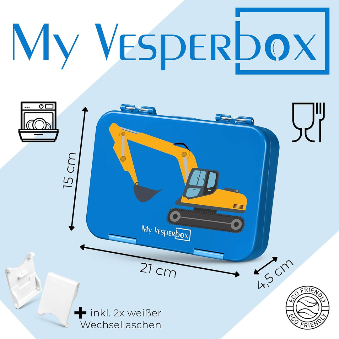 My Vesperbox – Len - Bento Box Kinder - Lunchbox mit 4+2 Fächern - extrem robust – Brotdose – Brotbo