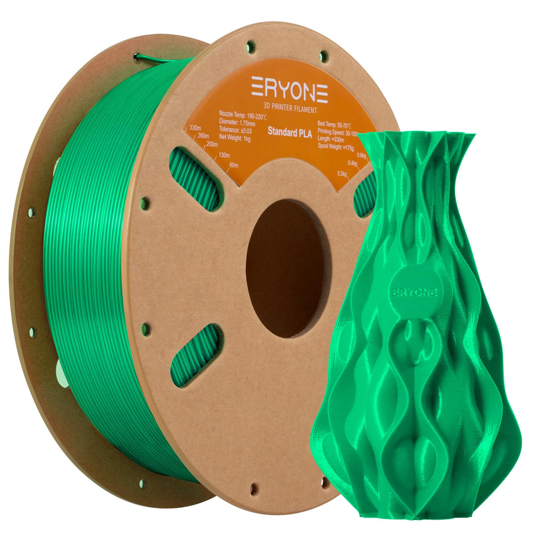 ERYONE PLA Filament 1.75 mm, 3D Drucker Filament PLA, Massgenauigkeit +/- 0,03 mm 1 kg/Spule, Grün A