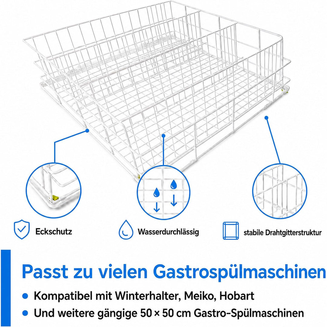 Spülkorb Drahtgitterkorb 500x500 mm - 4 Reihen Gastronomie Professional Gläserspülkorb vers. Grössen