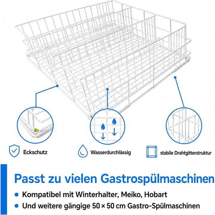 Spülkorb Drahtgitterkorb 500x500 mm - 4 Reihen Gastronomie Professional Gläserspülkorb vers. Grössen