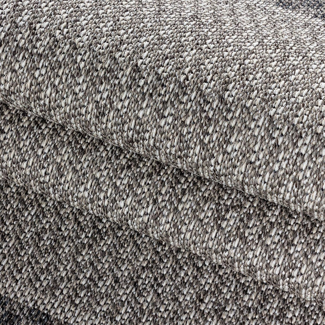 In- &amp; Outdoor Teppich Robuster, Ethno Look Bordüre Muster, Rechteckig, Grau und Creme Farbe, Wetterf