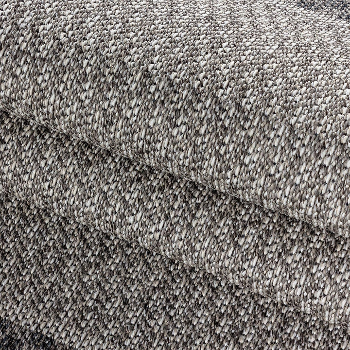 In- &amp; Outdoor Teppich Robuster, Ethno Look Bordüre Muster, Rechteckig, Grau und Creme Farbe, Wetterf