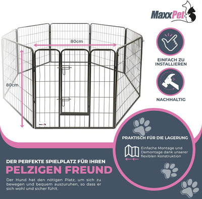 MaxxPet Welpenaufstall 80x80 cm - Freilaufgehe für Hund, Welpen & andere Haustiere - Tierlaufstall -
