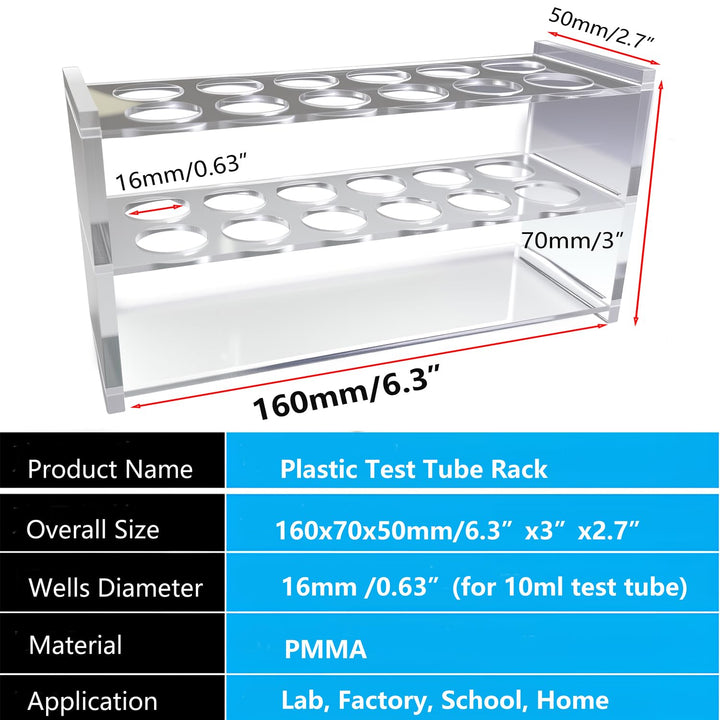 Preamer Reagenzglas-Gestell für 10 ml Reagenzgläser, Acryl, transparent, 12 Stück 10 Ml (12 Steckdos