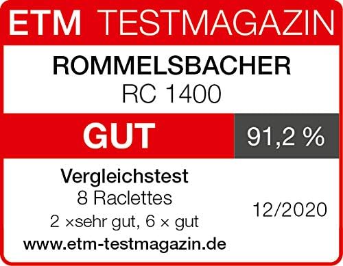 ROMMELSBACHER Raclette Grill RC 1400 - Wendeplatte zum Grillen & für Crepes, 8 Pfännchen, Antihaftbe