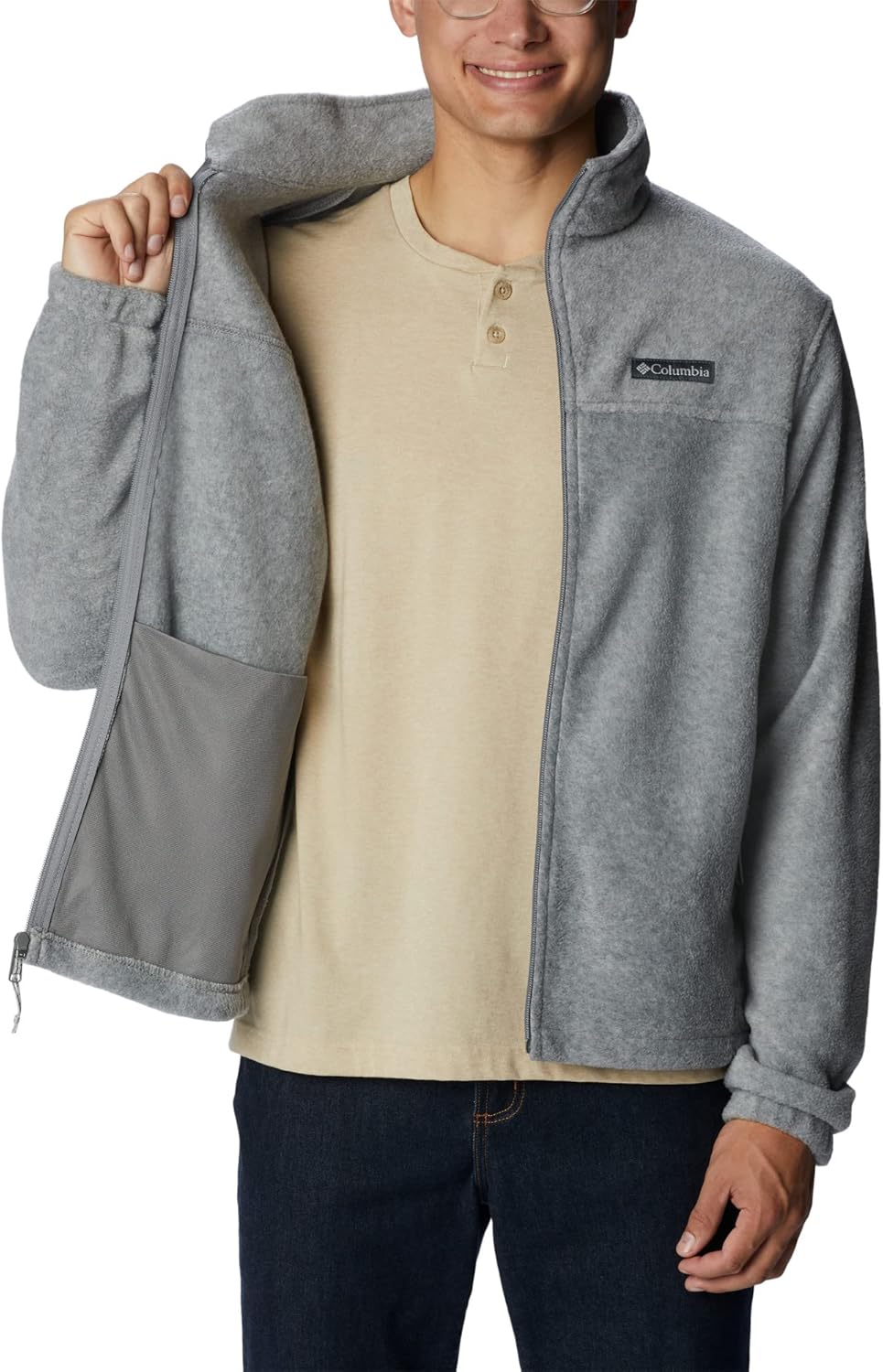 Columbia Steens Mountain 2.0 Herren-Fleecejacke mit durchgehendem Reissverschluss S Hellgrau (Light