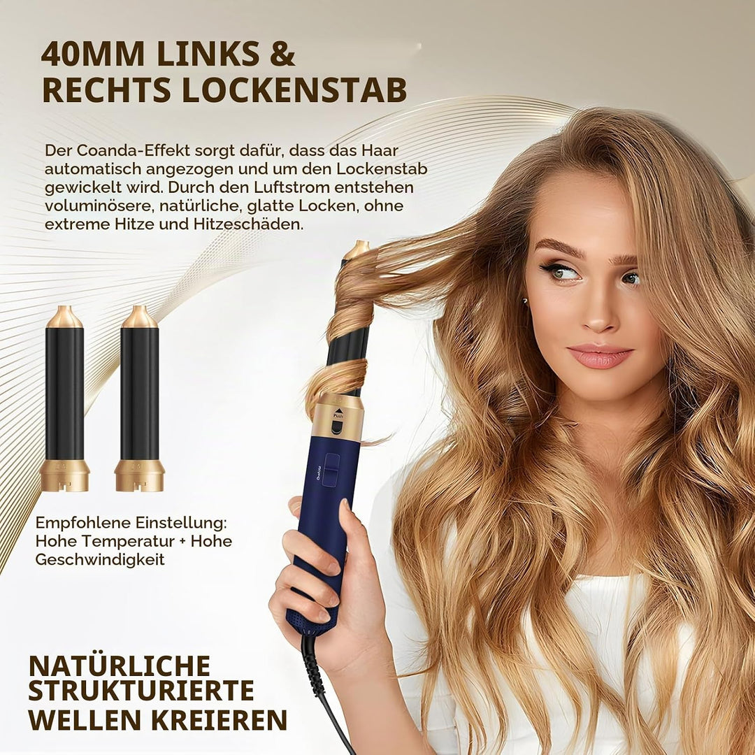 Hair Styler 6 in 1, Airstyler Haarstyler Set 1000W, Rundbürstenföhn, WarmluftbürsteFöhnbürste Automa