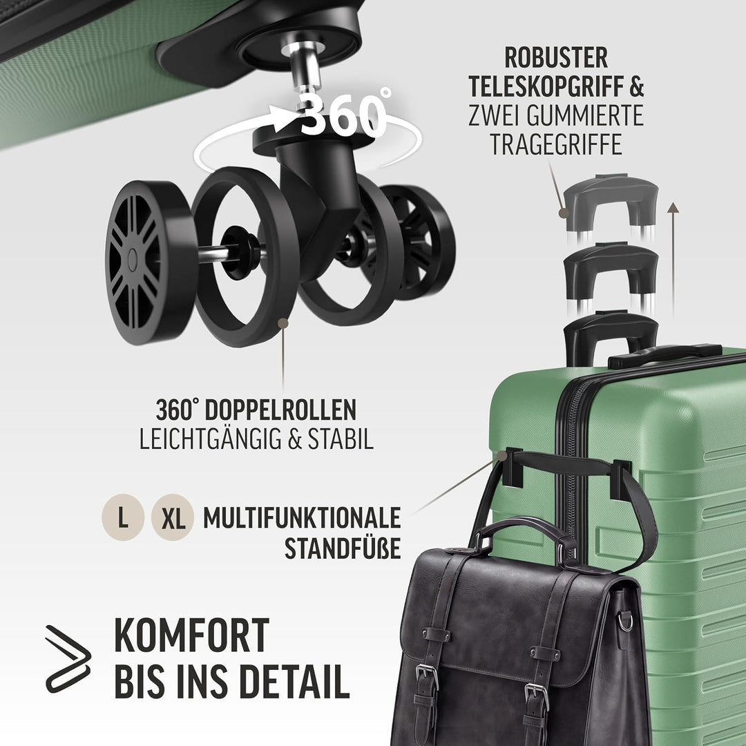 DEUBA TRAVEL Koffer Set 3tlg Hartschalenkoffer Mint, Mint