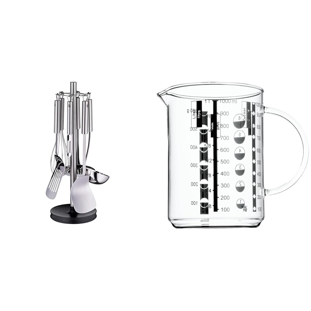 WMF Profi Plus Küchenhelfer Set 7-teilig, Ständer mit 6 Helfern, Schöpflöffel, Schaumlöffel, Wokwend