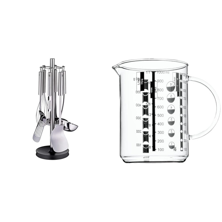WMF Profi Plus Küchenhelfer Set 7-teilig, Ständer mit 6 Helfern, Schöpflöffel, Schaumlöffel, Wokwend