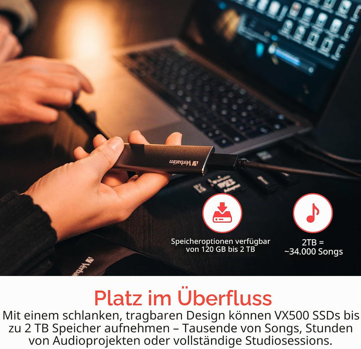 Verbatim Vx500, externe SSD-Festplatte 240 GB, USB 3.1 Gen 2-Controller, 500 MB/s Lesegeschwindigkei