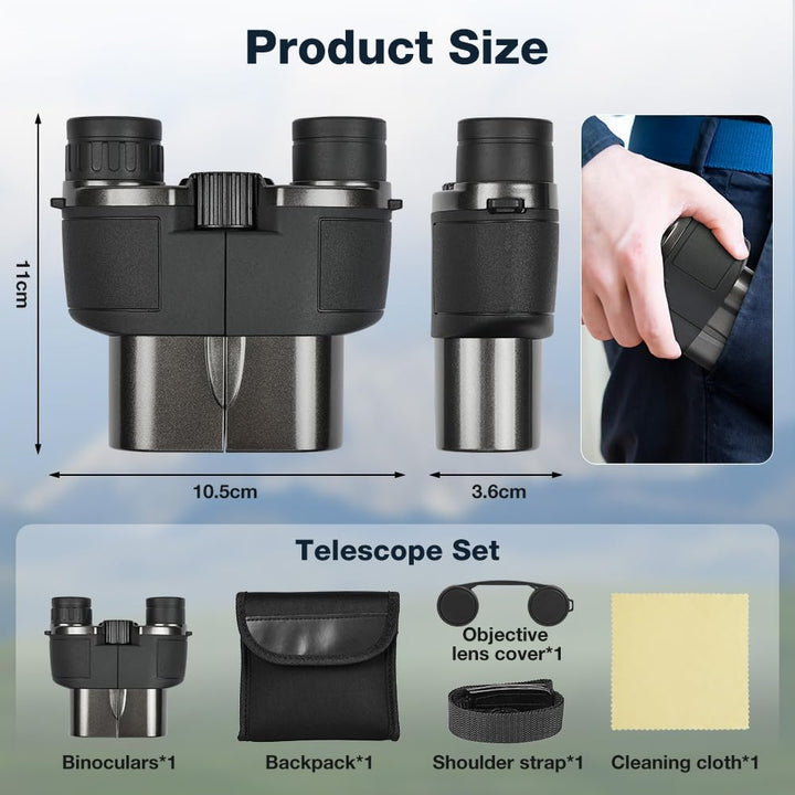AUYAO Fernglas Erwachsene Ferngläser Klein 5Pcs HD Feldstecher Tasche mit Umhängeband Leicht Kompakt