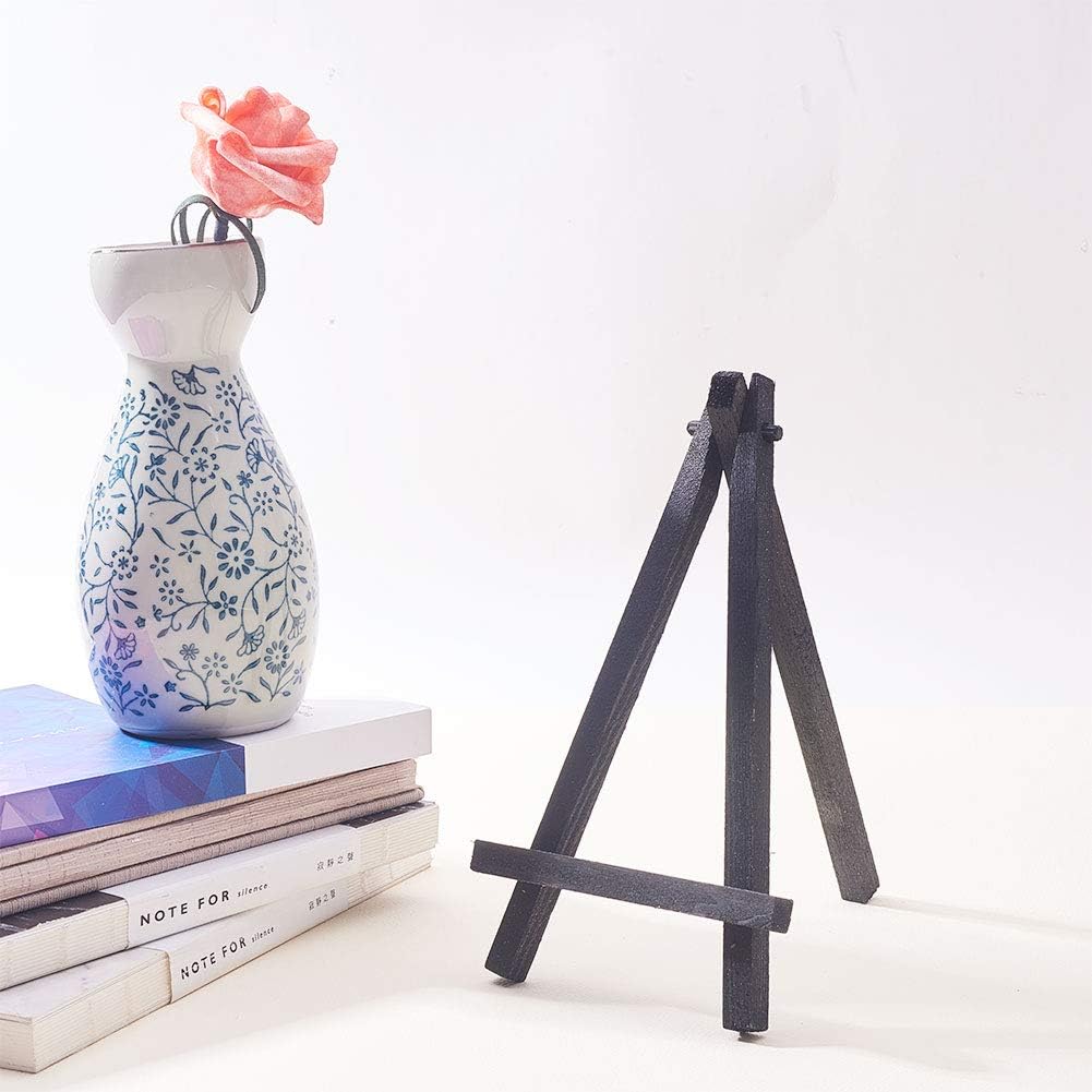 WANDIC Mini Holz Display Staffelei, 15 Stück Schwarz Tabletop Kunst Staffelei Malerei Staffelei für