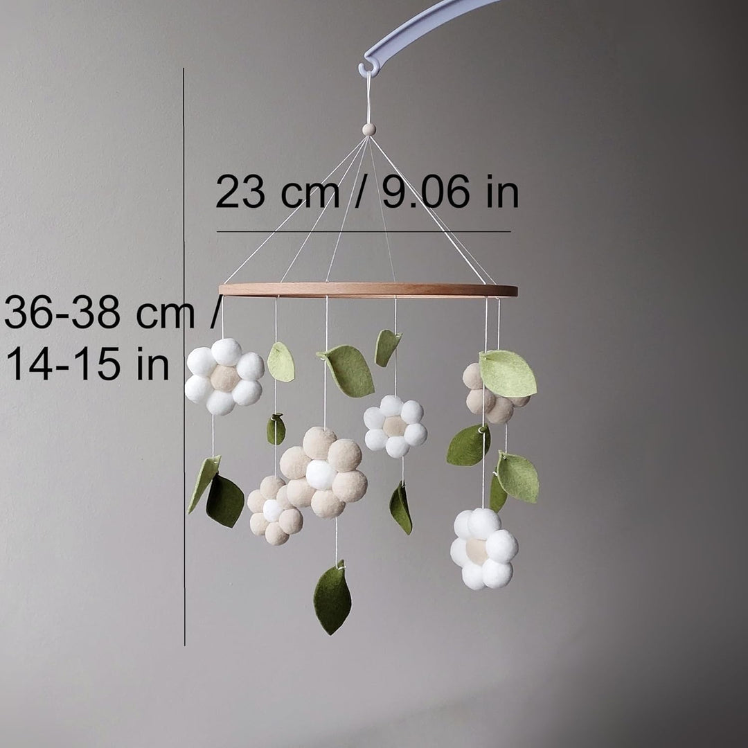 Blumen Baby Mobile mit Gänseblümchen – Handgemachtes florales Mobile fürs Babybett – Märchengarten D
